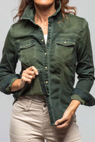 Maddi Fitted Western Snap Shirt In Avocado Over Dye - AXEL'S