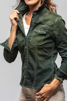 Maddi Fitted Western Snap Shirt In Avocado Over Dye - AXEL'S