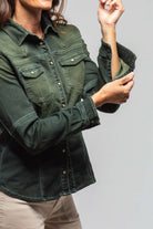 Maddi Fitted Western Snap Shirt In Avocado Over Dye - AXEL'S