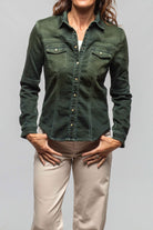 Maddi Fitted Western Snap Shirt In Avocado Over Dye - AXEL'S