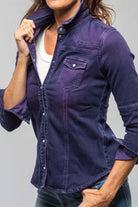 Maddi Fitted Western Snap Shirt In Blueberry - AXEL'S