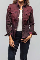 Maddi Fitted Western Snap Shirt In Bordeaux Over Dye - AXEL'S