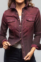 Maddi Fitted Western Snap Shirt In Bordeaux Over Dye - AXEL'S