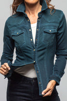 Maddi Fitted Western Snap Shirt In Petrol Over Dye - AXEL'S
