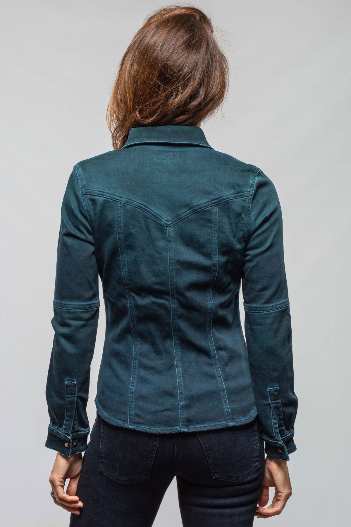 Maddi Fitted Western Snap Shirt In Petrol Over Dye - AXEL'S