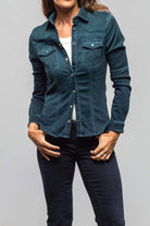 Maddi Fitted Western Snap Shirt In Petrol Over Dye - AXEL'S