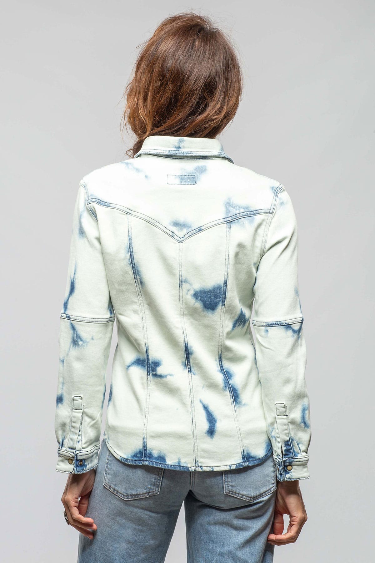 Maddi Fitted Western Snap Shirt In White Over Dye - AXEL'S