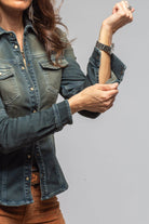 Maddi Western Snap Shirt In Green Over Dye - AXEL'S