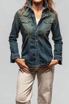 Maddi Western Snap Shirt In Green Over Dye - AXEL'S