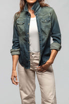 Maddi Western Snap Shirt In Green Over Dye - AXEL'S