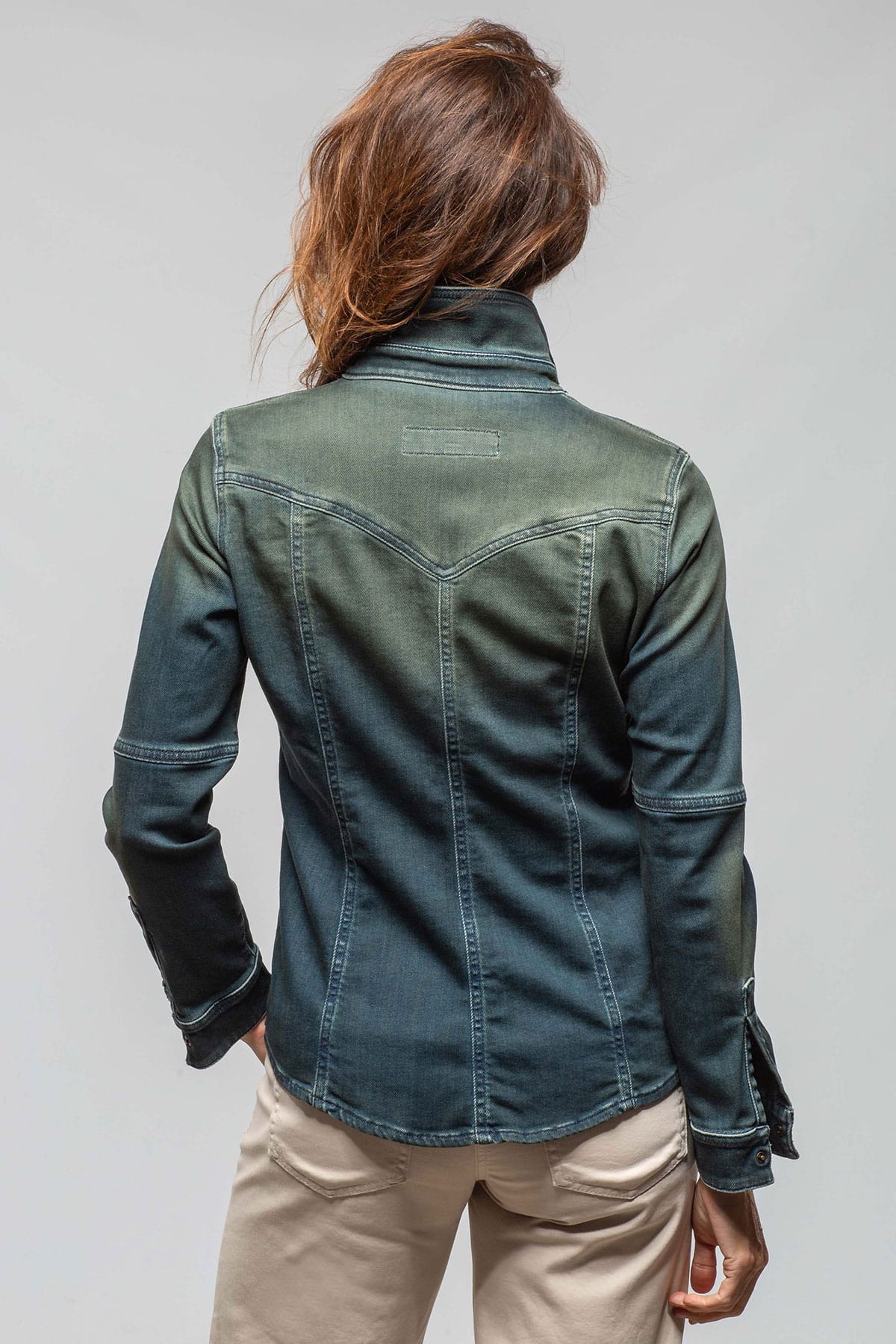 Maddi Western Snap Shirt In Green Over Dye - AXEL'S