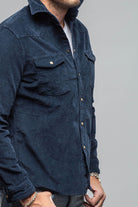 Axel's Premium Denim Prime Western Corduroy Snap Shirt In Navy Mens - Snap Shirts