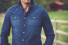 Ranger Colored Denim Snap Shirt In Blue Cina - AXEL'S