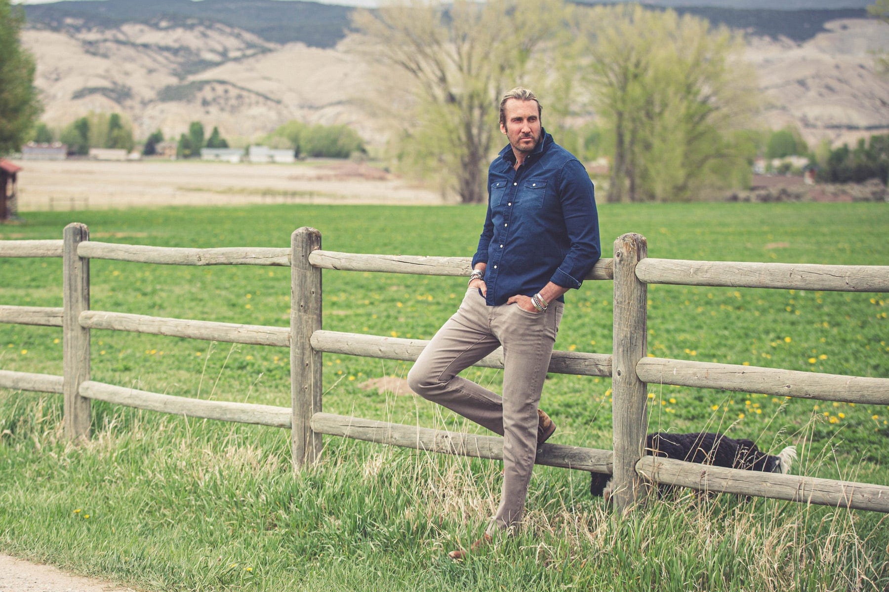 Axel's Premium Denim Ranger Colored Denim Snap Shirt In Blue Cina