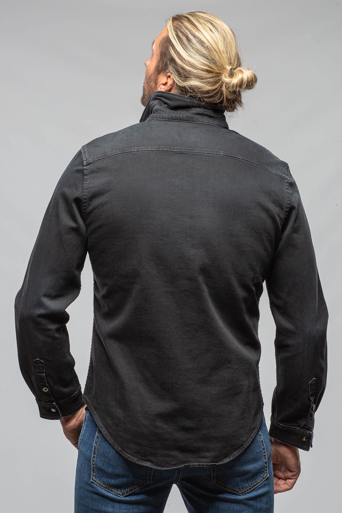 Ranger Colored Denim Snap Shirt In Nero - AXEL'S