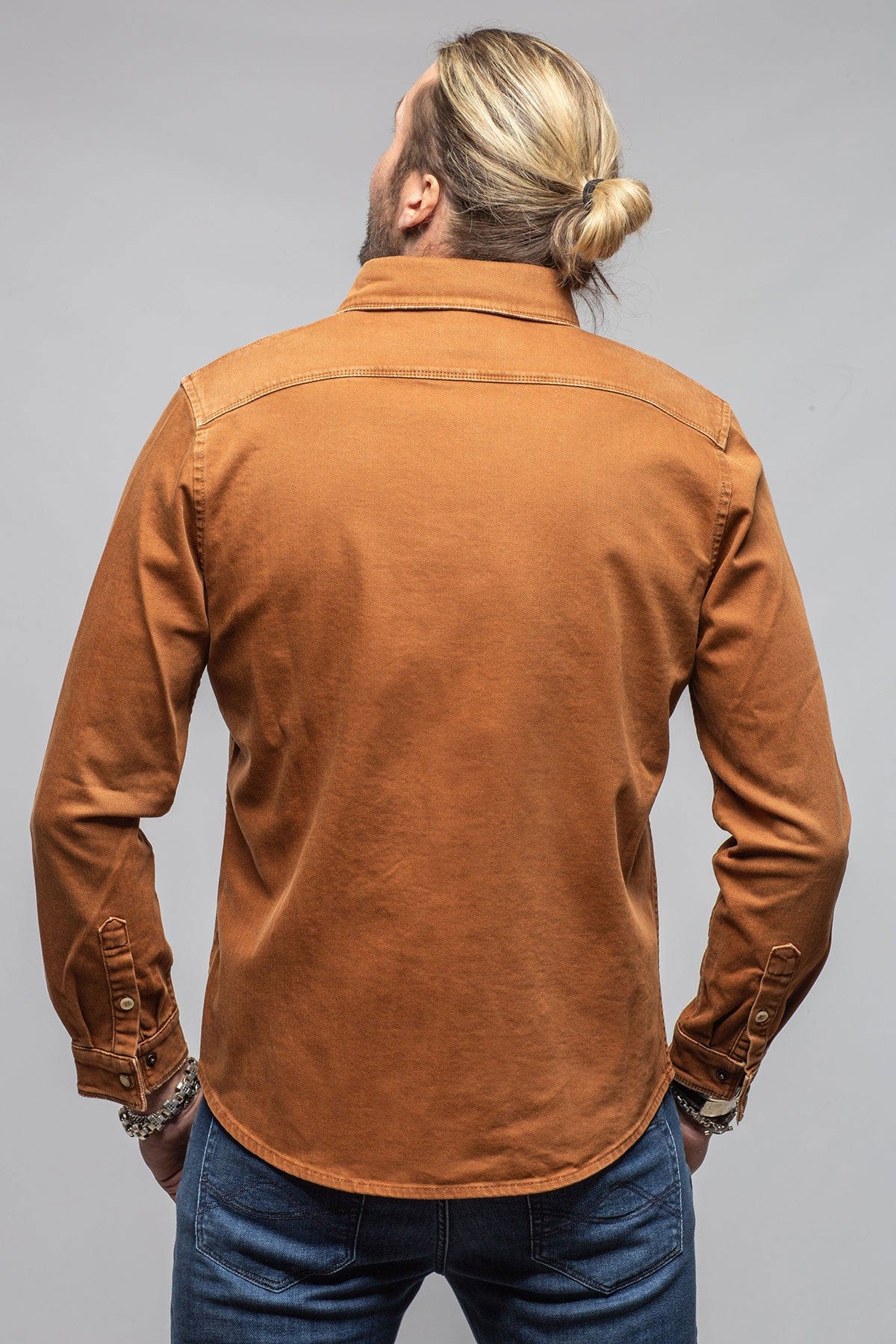 Axel's Premium Denim Ranger Colored Denim Snap Shirt In Ruggine