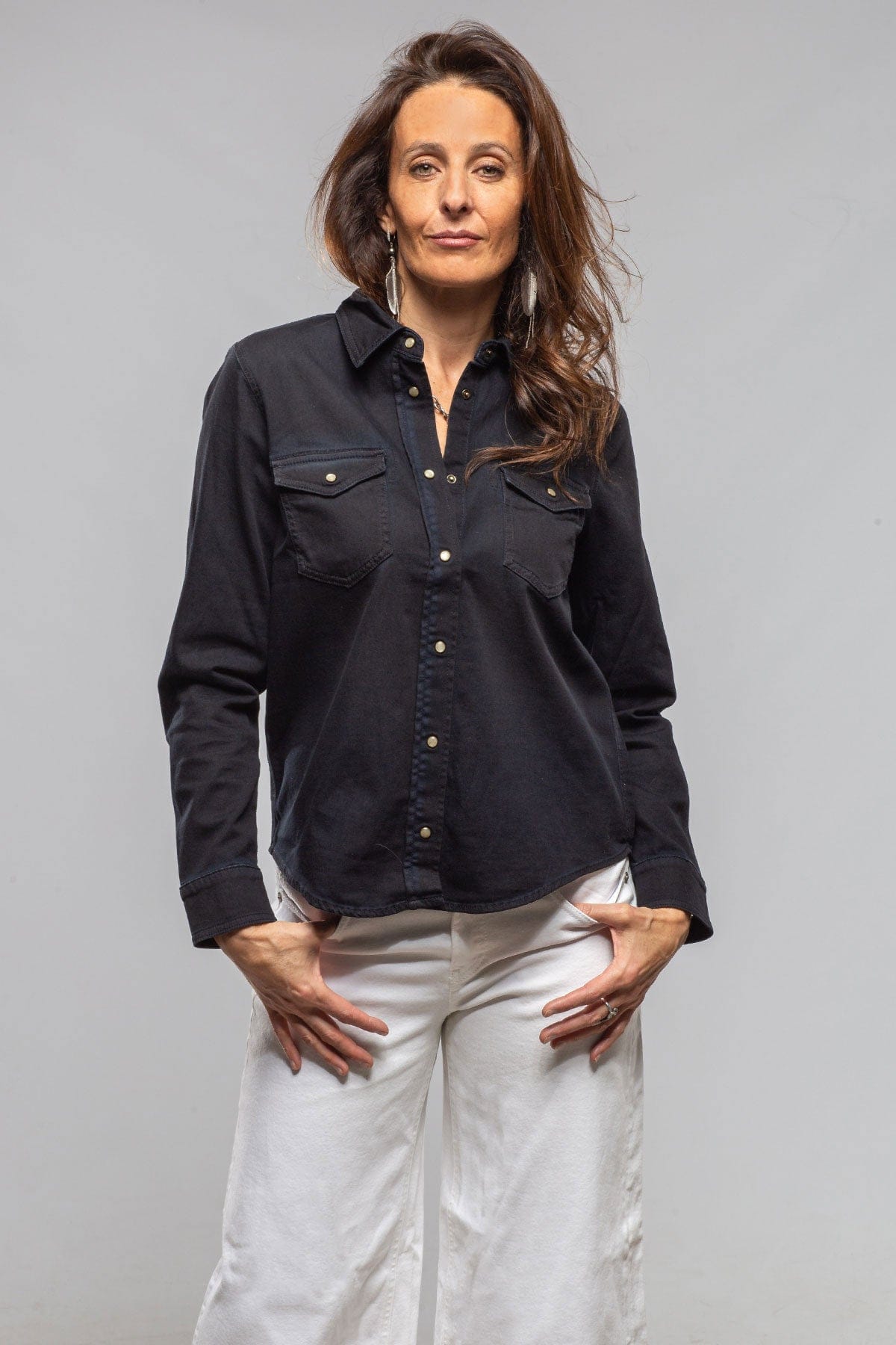 Axel's Premium Denim | Ricky Western Chambray Shirt In Blue/Black