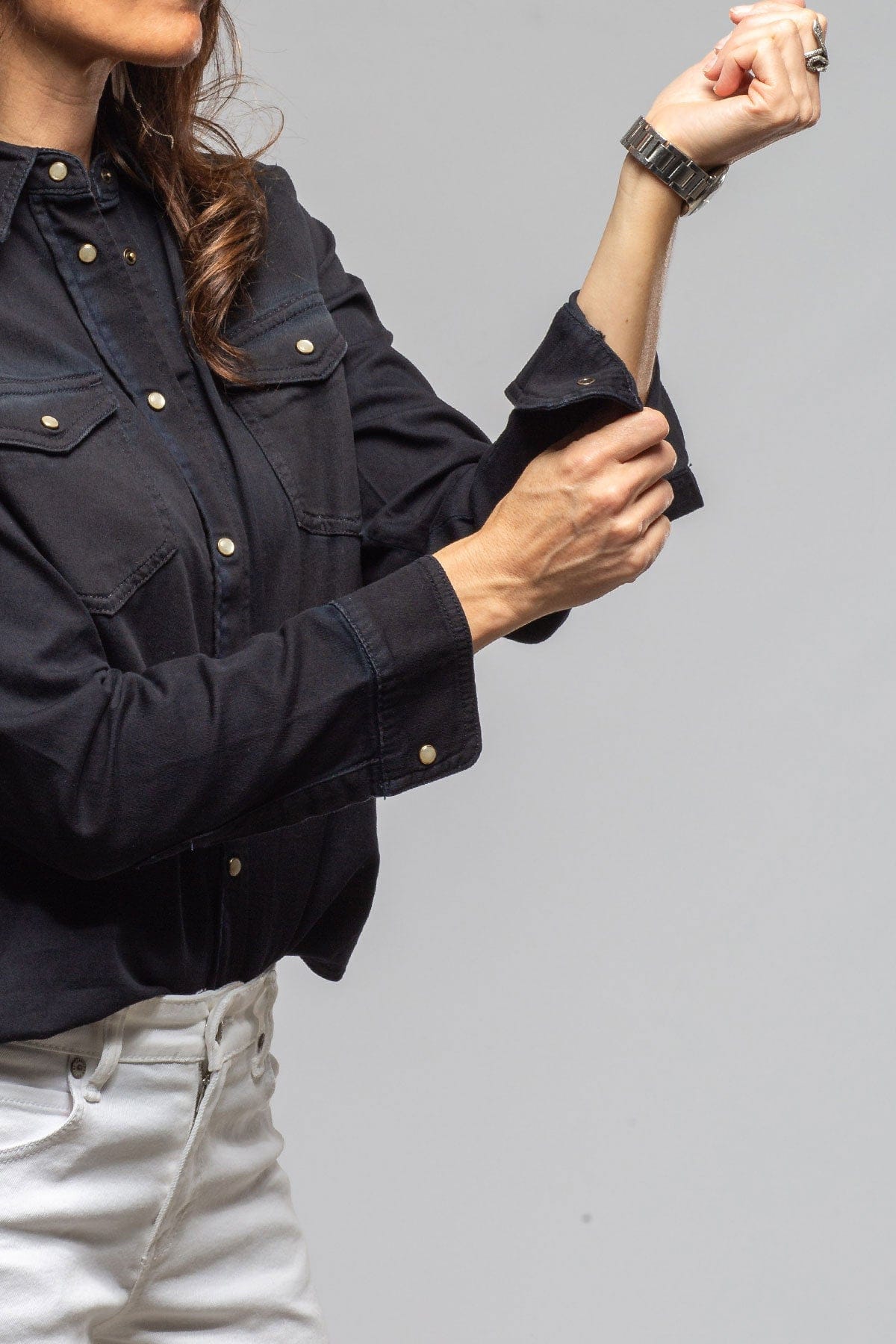 Axel's Premium Denim Ricky Western Chambray Shirt In Blue/Black