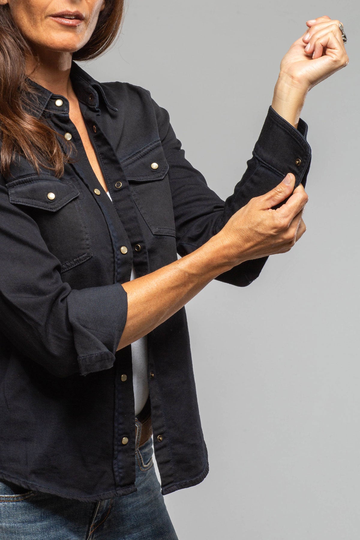 Ricky Western Chambray Shirt In Blue/Black Overdye - AXEL'S