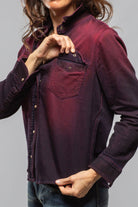 Ricky Western Chambray Shirt In Bordeaux Overdye - AXEL'S