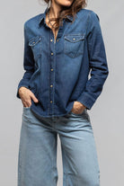 Ricky Western Chambray Shirt In Mid Dark Blue - AXEL'S