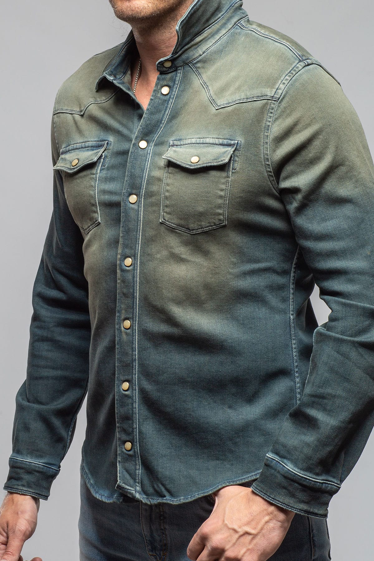 Roper Over-Dyed Western Snap Shirt In Cactus - AXEL'S