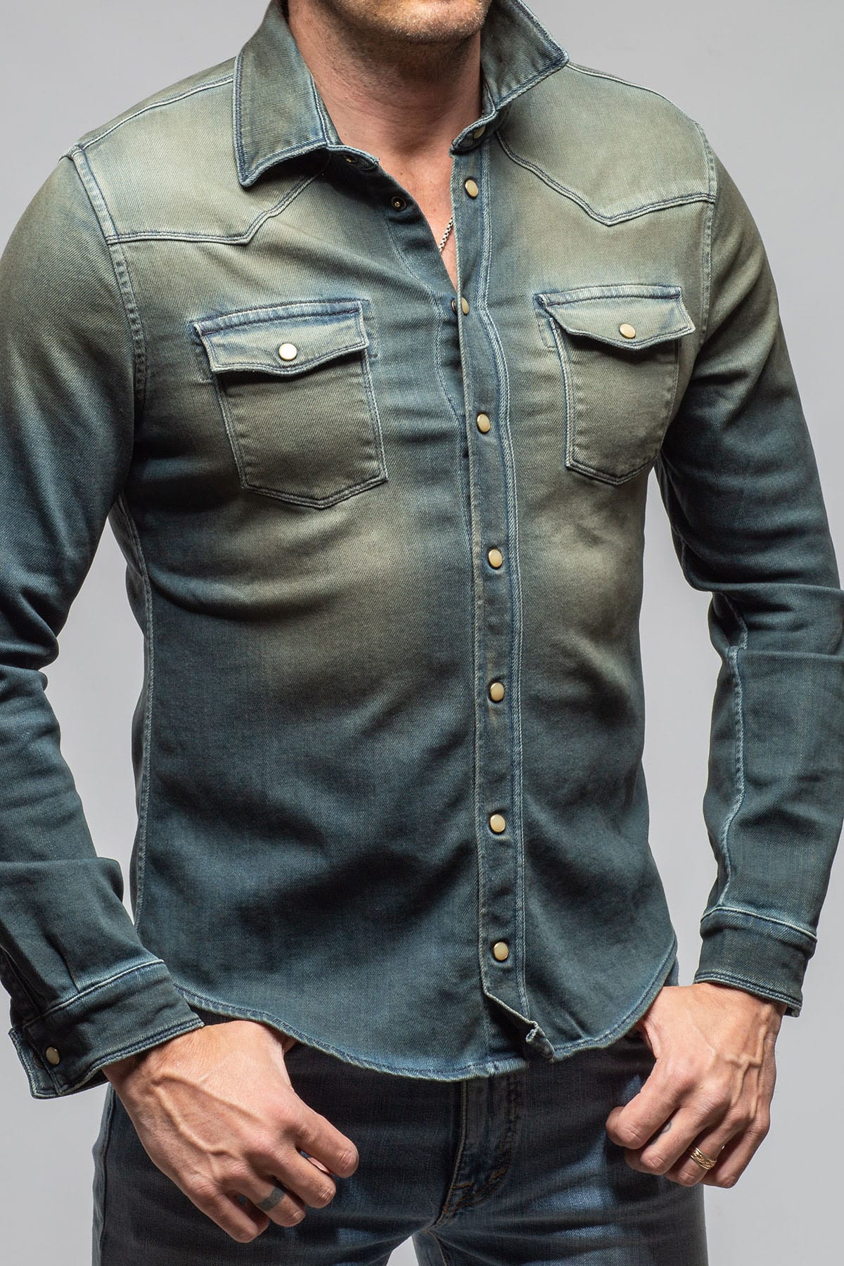 Roper Over-Dyed Western Snap Shirt In Cactus - AXEL'S