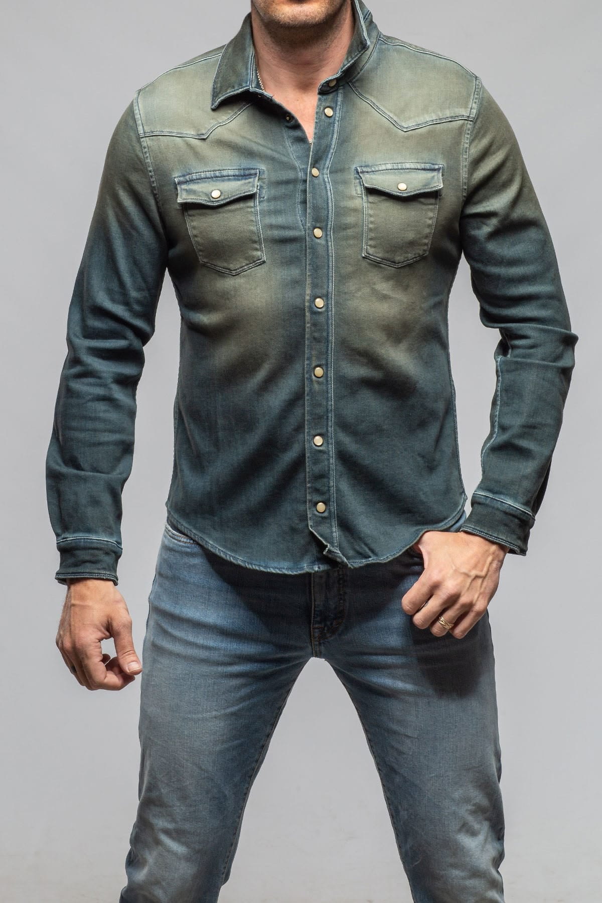 Roper Over-Dyed Western Snap Shirt In Cactus - AXEL'S