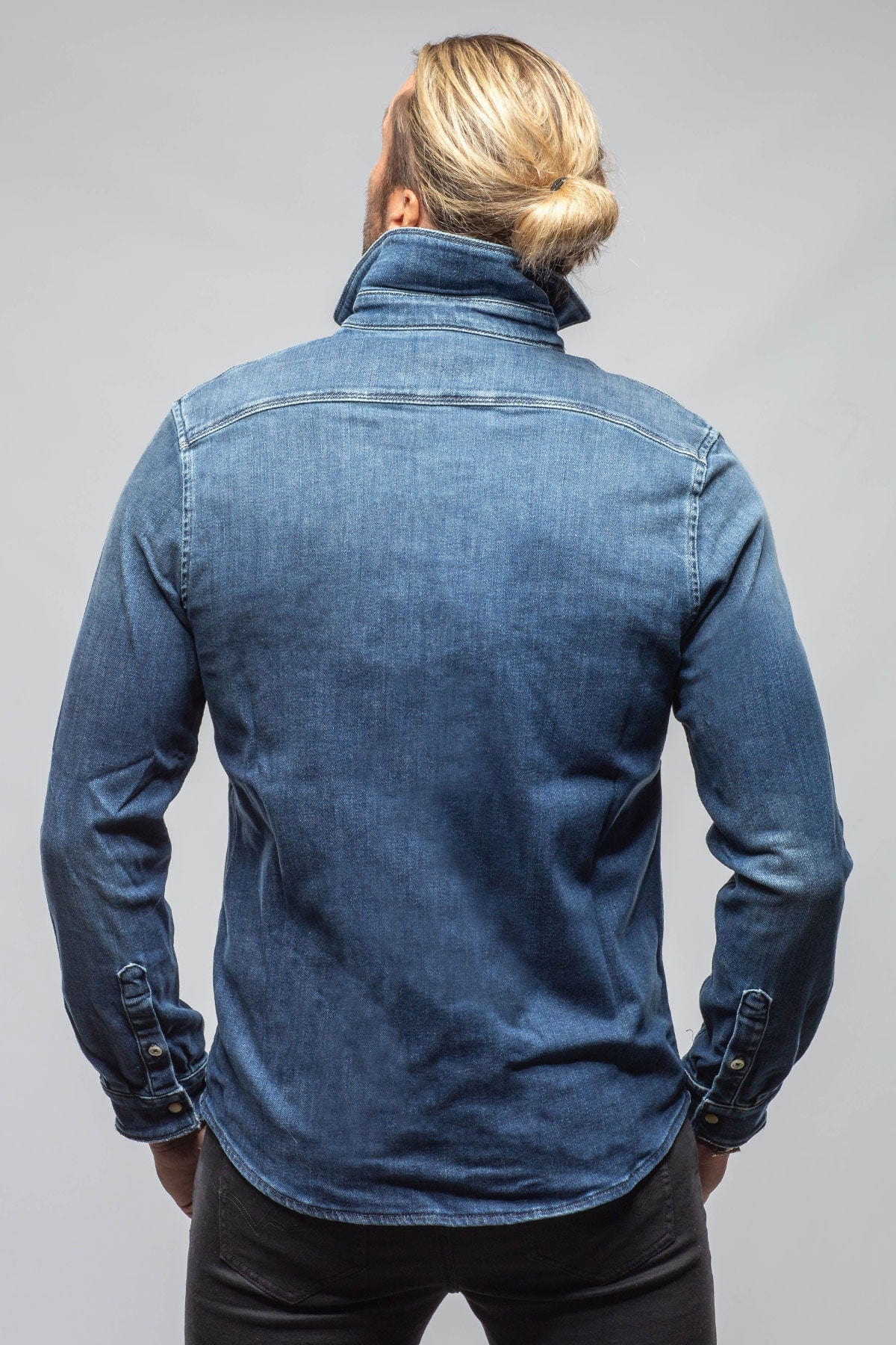 Axel's Premium Denim Roper Over-Dyed Western Snap Shirt In Medium