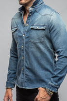 Roper Over-Dyed Western Snap Shirt In Mid Blue - AXEL'S