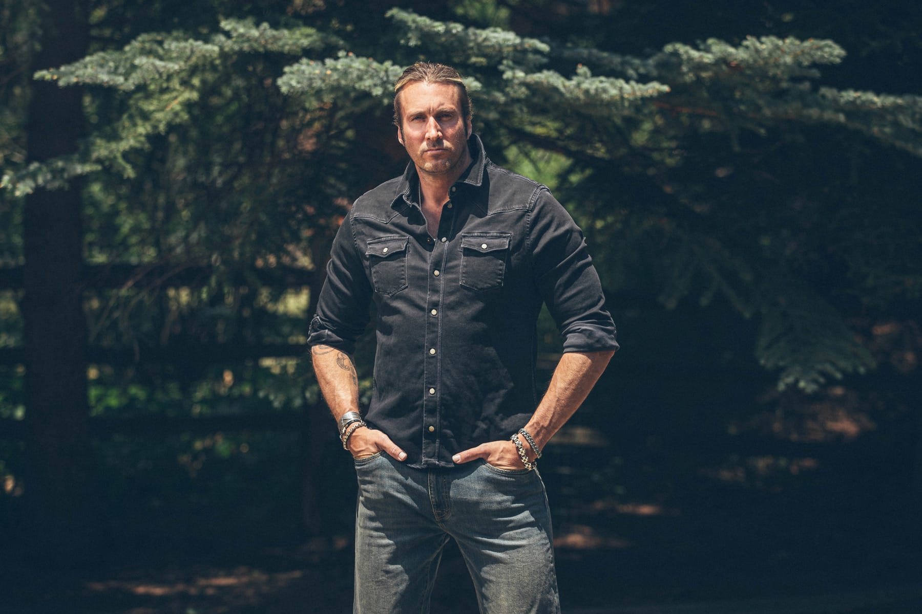 Axel's Premium Denim Roper Over-Dyed Western Snap Shirt In Nero