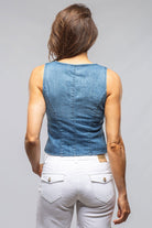 Scottie Short Denim Vest In Light Blue Vintage - AXEL'S