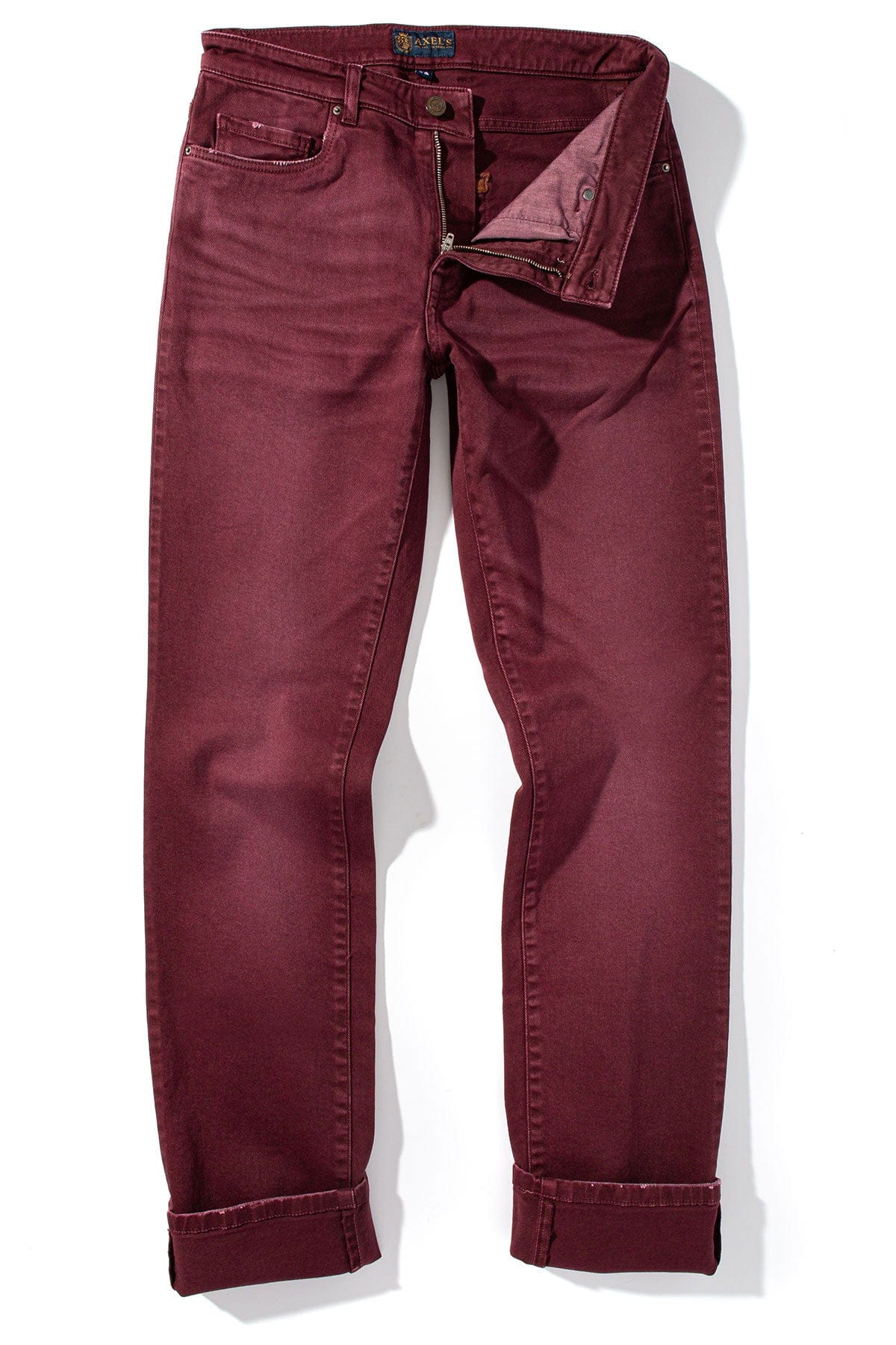 Silverton Worn-In Slim Straight Denim In Bordeaux - AXEL'S