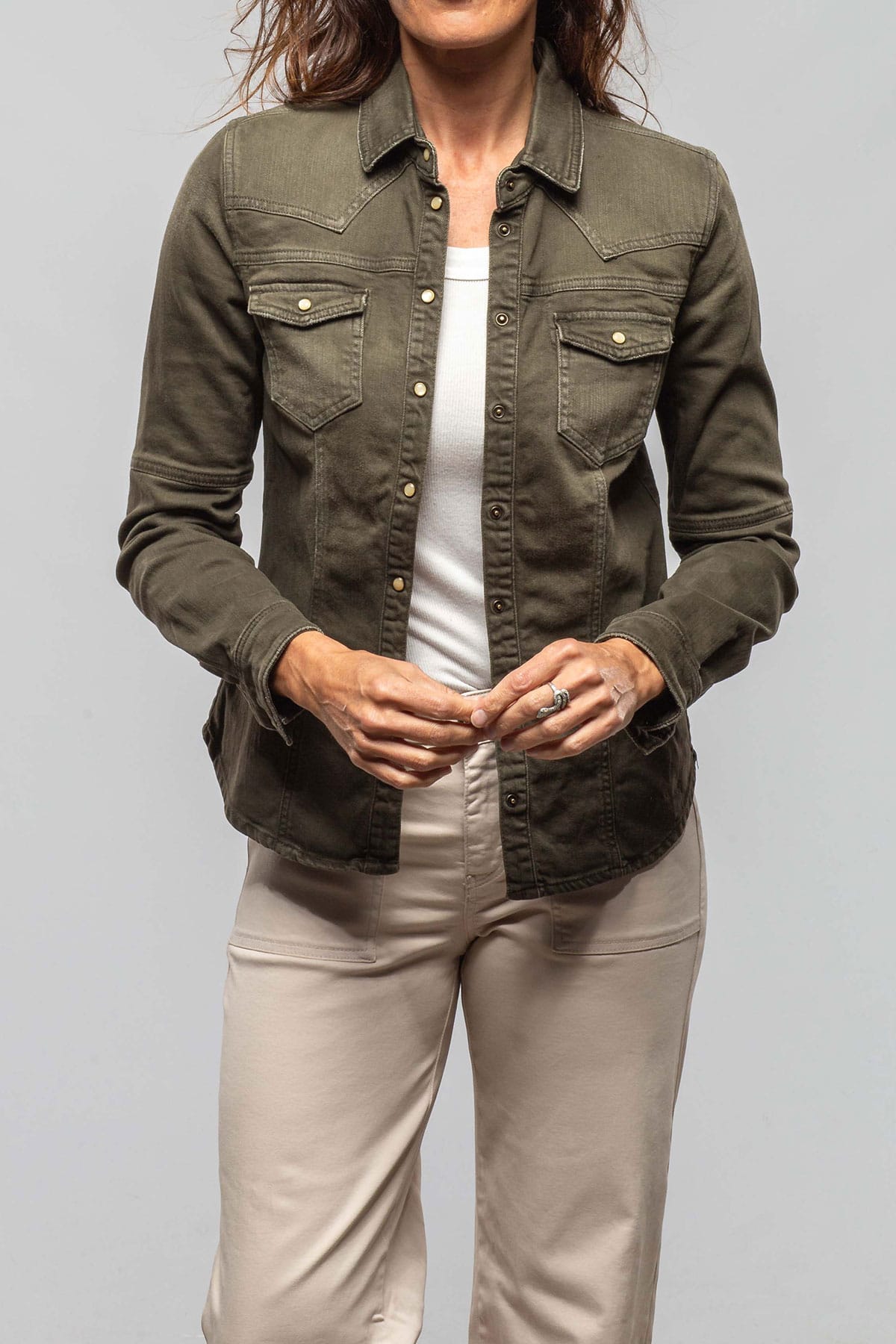 Sweetwater Denim Shirt In Army Green - AXEL'S