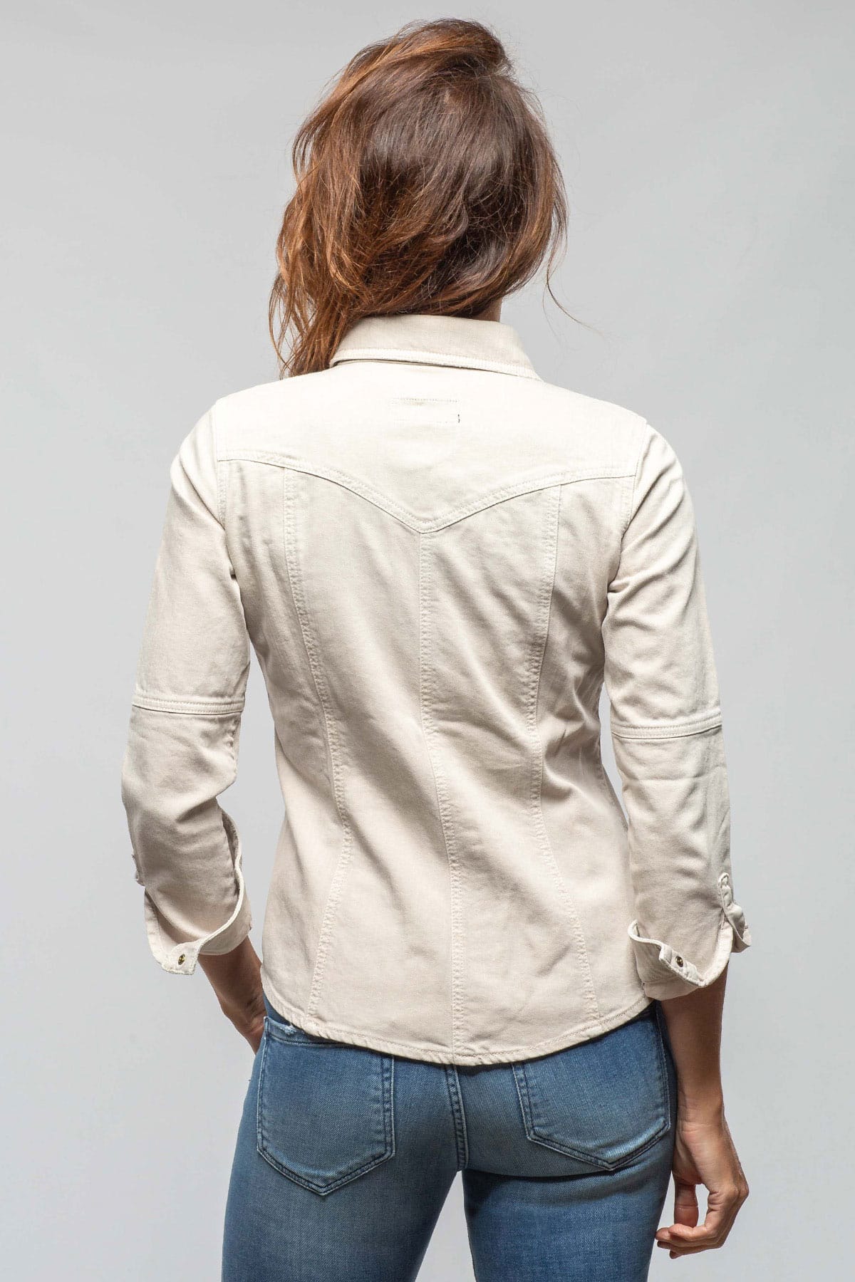 Sweetwater Denim Snap Shirt In Ecru - AXEL'S