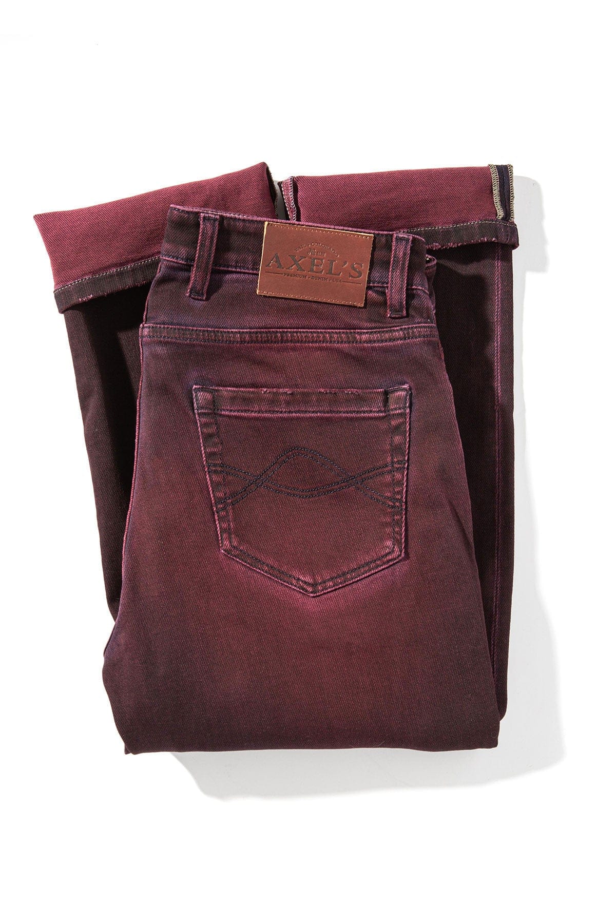 Axel's Premium Denim Waylon Over-Dyed Stretch Denim In Bordeaux Mens - Pants - 5 Pocket