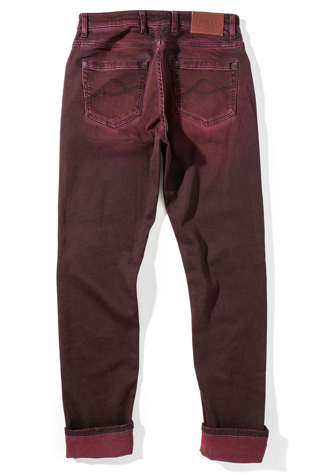 Axel's Premium Denim Waylon Over-Dyed Stretch Denim In Bordeaux Mens - Pants - 5 Pocket