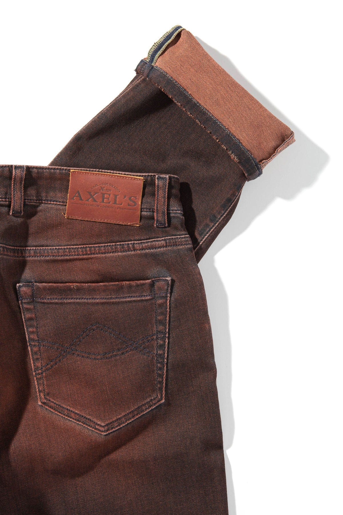 Waylon Over-Dyed Stretch Denim In Ruggine Rust - AXEL'S