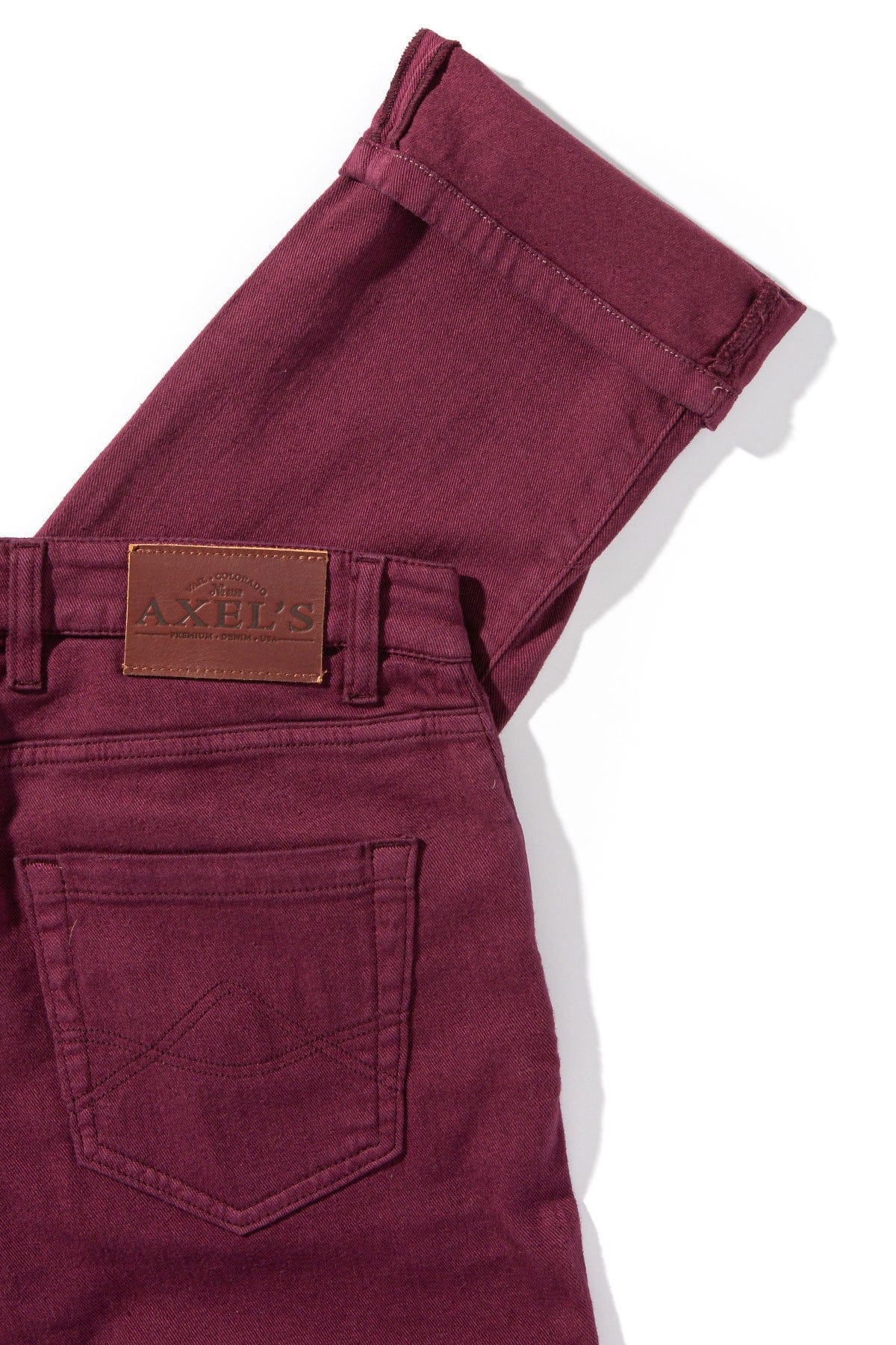 Axel's Premium Denim Winslow Cashmere Trouser In Bordeaux Mens - Pants - 5 Pocket