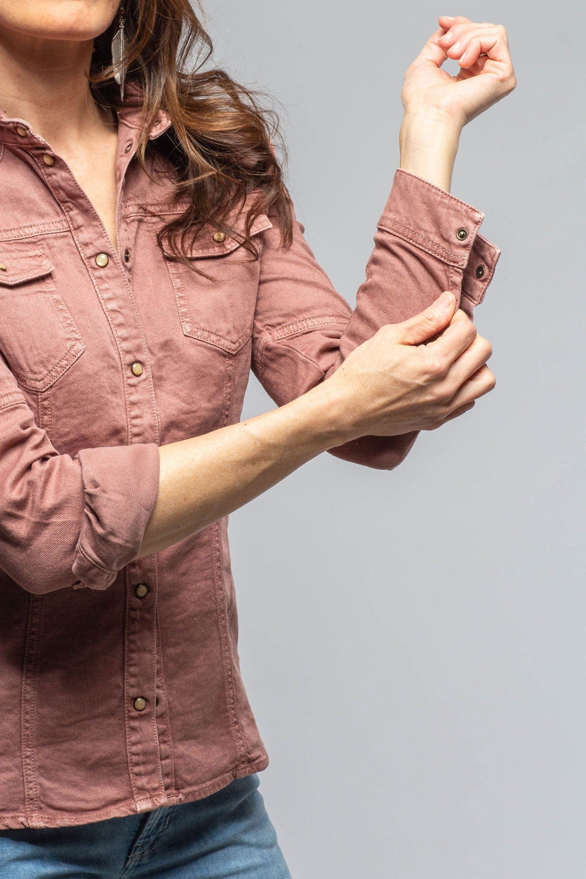 Yarmony Linen Cotton Denim Shirt In Fired Brick - AXEL'S