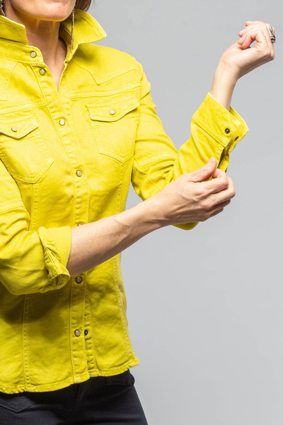 Yarmony Linen-Cotton Snap Shirt In Limone - AXEL'S