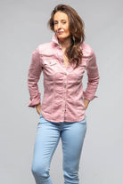 Yarmony Linen-Cotton Snap Shirt In Pink Rose - AXEL'S