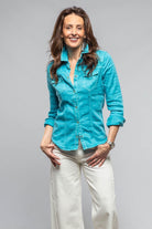 Yarmony Linen Cotton Denim Shirt In Turquoise - AXEL'S