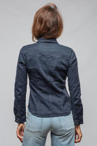 Axel's Premium Denim Yarmony Linen-Cotton Snap Shirt In Blu Di Prussia Ladies - Snap Shirts