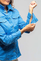 Yarmony Linen-Cotton Snap Shirt In Electric Blue - AXEL'S