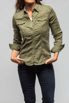 Yarmony Linen-Cotton Snap Shirt In Juniper - AXEL'S