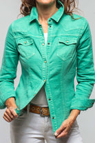 Yarmony Linen-Cotton Snap Shirt In Kingman Turquoise - AXEL'S