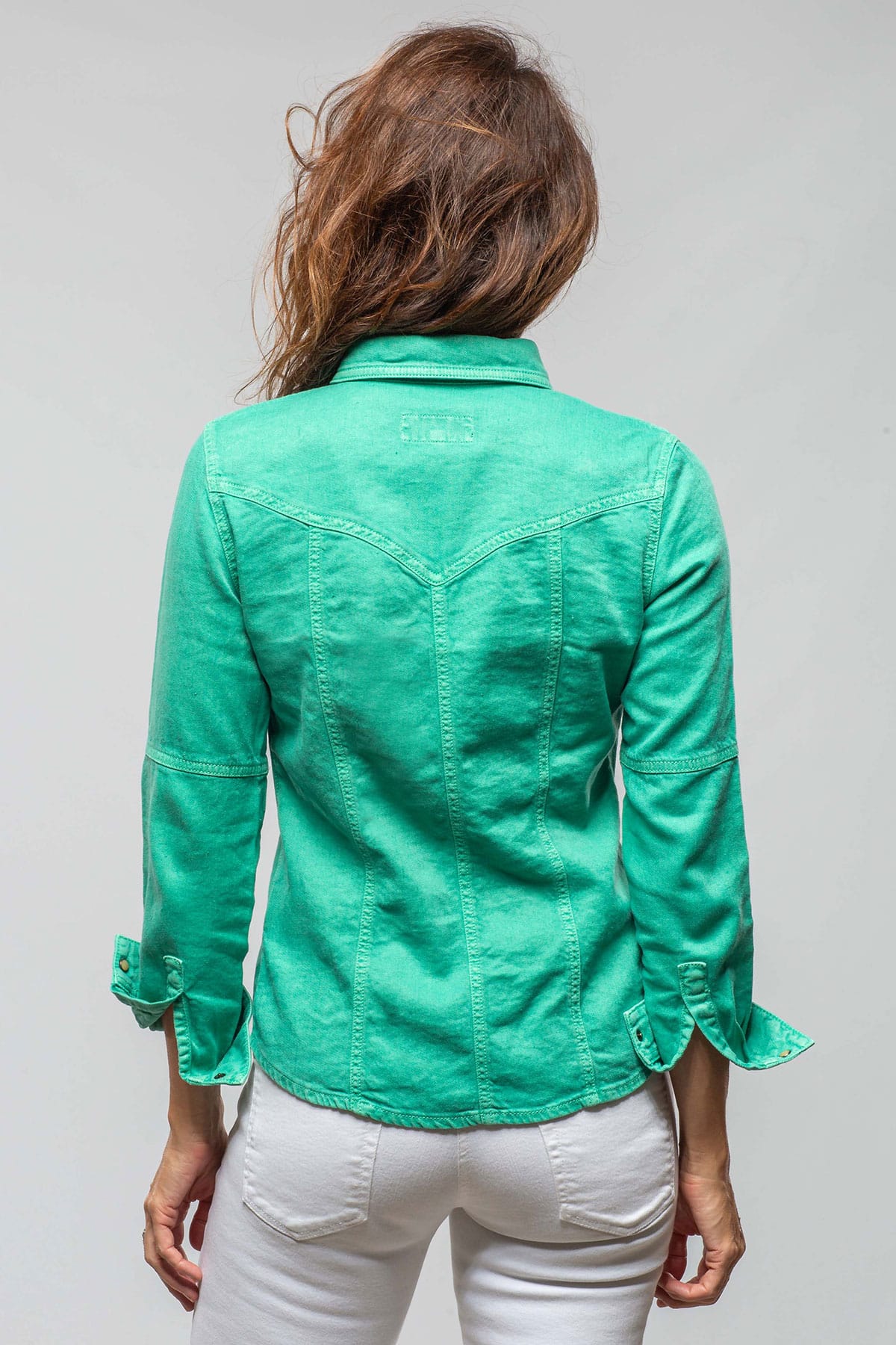 Yarmony Linen-Cotton Snap Shirt In Kingman Turquoise - AXEL'S