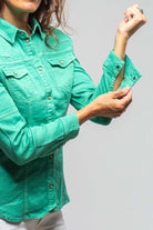 Yarmony Linen-Cotton Snap Shirt In Kingman Turquoise - AXEL'S