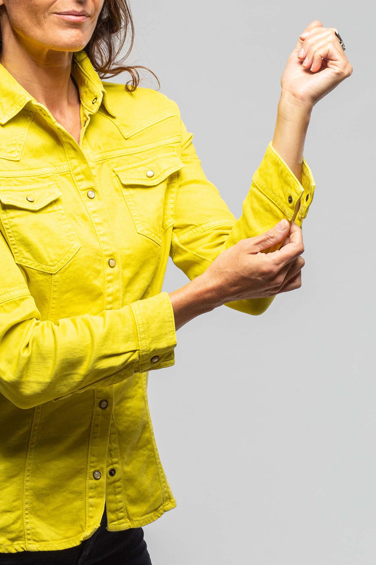 Yarmony Linen-Cotton Snap Shirt In Limone - AXEL'S